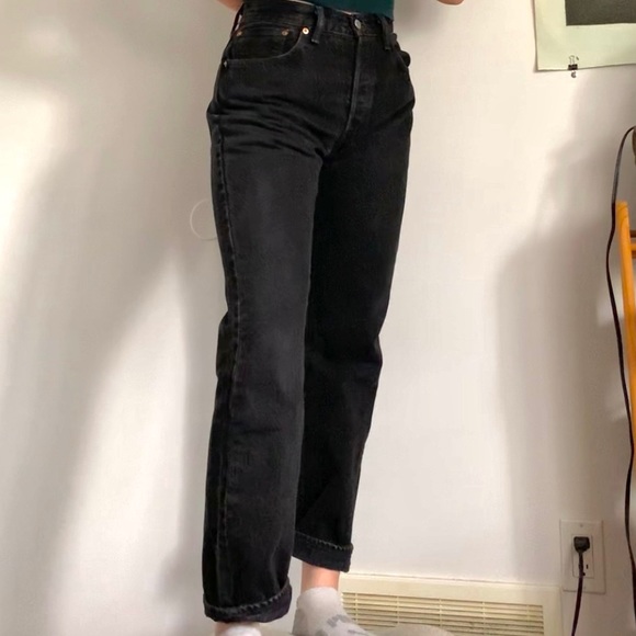 BLACK LEVIS 501 STRAIGHT JEANS - Picture 3 of 3